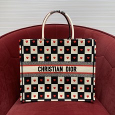 OC공장 디올 체커보드 하트 자수 tote 토트백 36/41cm 2사이즈