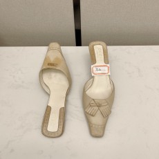 [AN3] 구찌 빈티지 레더 프린지 뮬 펌프스 힐 슬리퍼 5.5cm