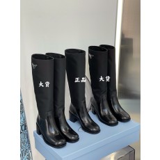 [AN3] 프라다 삼각형 모노그램 나일론 레더 이음 하이 부츠 5cm