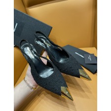 [A1] 입생로랑 메탈 트위드울 펌퍼스 슬링백 힐 2컬러 6cm 9cm
