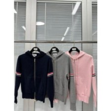 (TURBO공장) 톰브라운 코튼 암밴드 지퍼업 후드 가디건(3color)