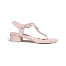 (HappyShoese공장) C. 체인 CC로고 퀄팅 샌들 핑크