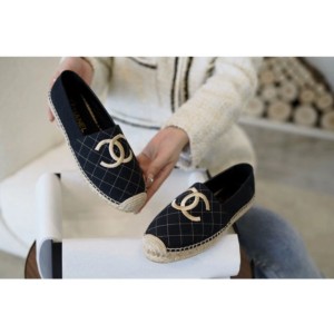 (HappyShoese공장) C.금색 자수 CC 로고 체크 에스파드리유