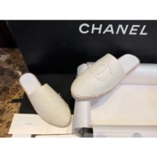 (HappyShoese공장) C.레더 CC 로고 에스파드류 슬리퍼 화이트