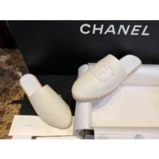 (HappyShoese공장) C.레더 CC 로고 에스파드류 슬리퍼 화이트
