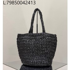 [켄달공장] 더 로우 라피아 토트 숄더백 블랙 42*23*19cm