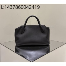 [켄달공장] 더 로우 TERRASSE BAULETTO 테라쎄 바울레토 더블핸들 레더 숄더백 블랙 25*15.5*17cm