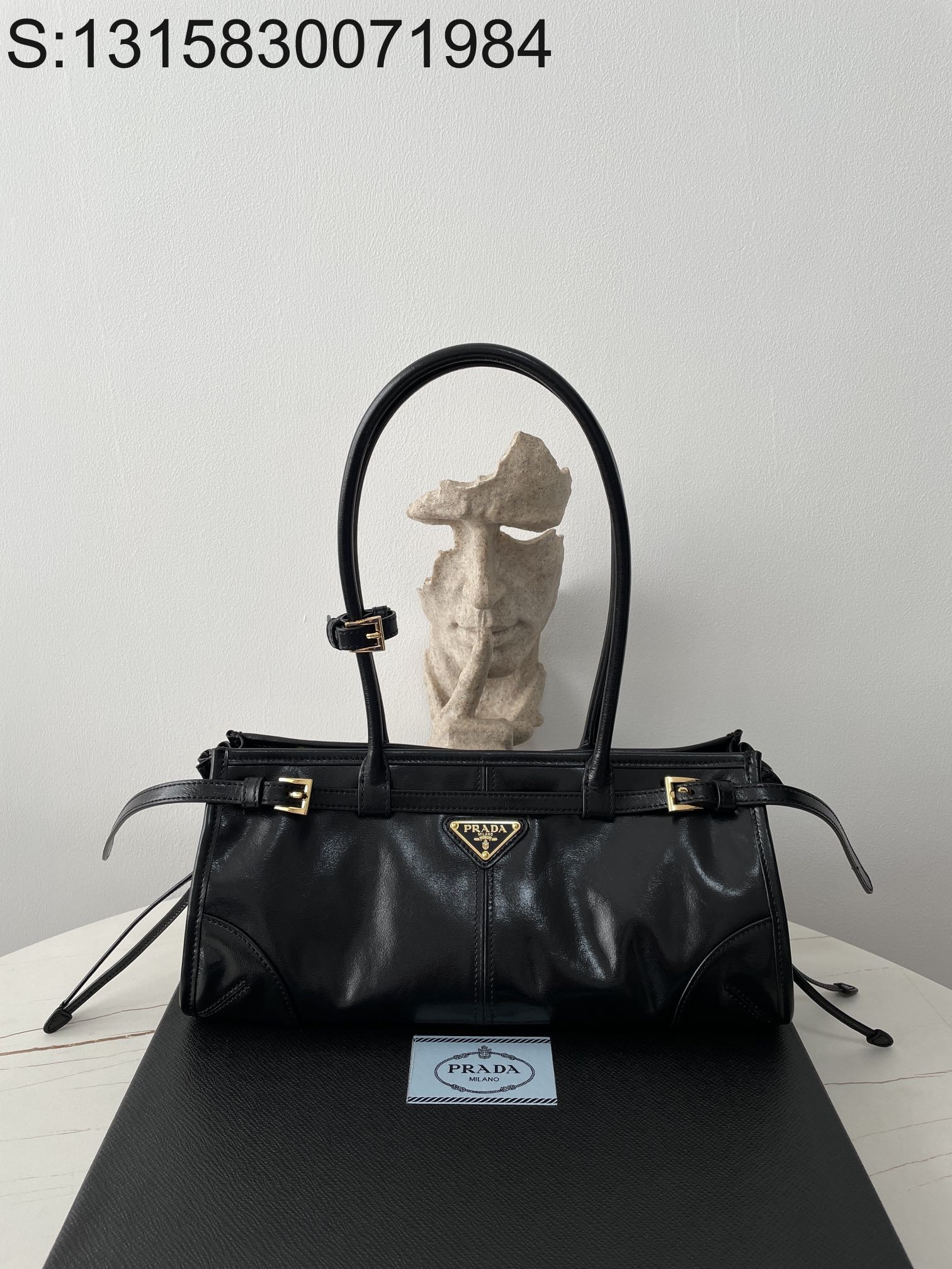 블랙프레임공장 프라다 보니 미디엄 가죽 핸드백 1BA426 32*15.5*12cm 블랙
