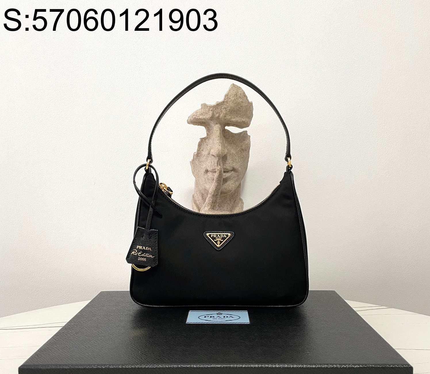 블랙프레임공장 프라다 리에디션 리나일론 미니백 1NE204 23*17*6cm 금장 블랙