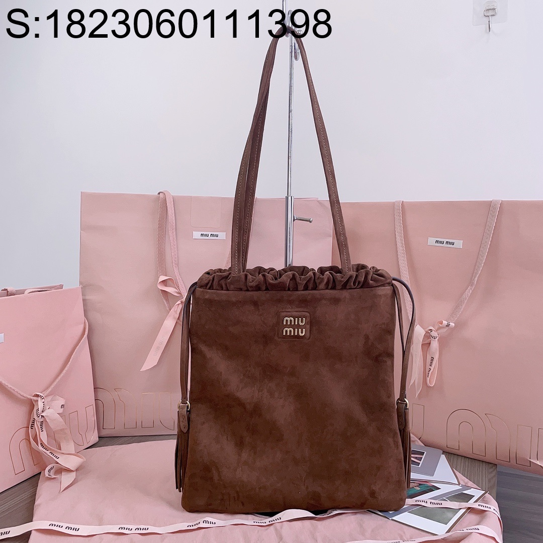 [JHL] 미우미우 조이 스웨이드 백 5BG303 28*31cm 코코아 브라운
