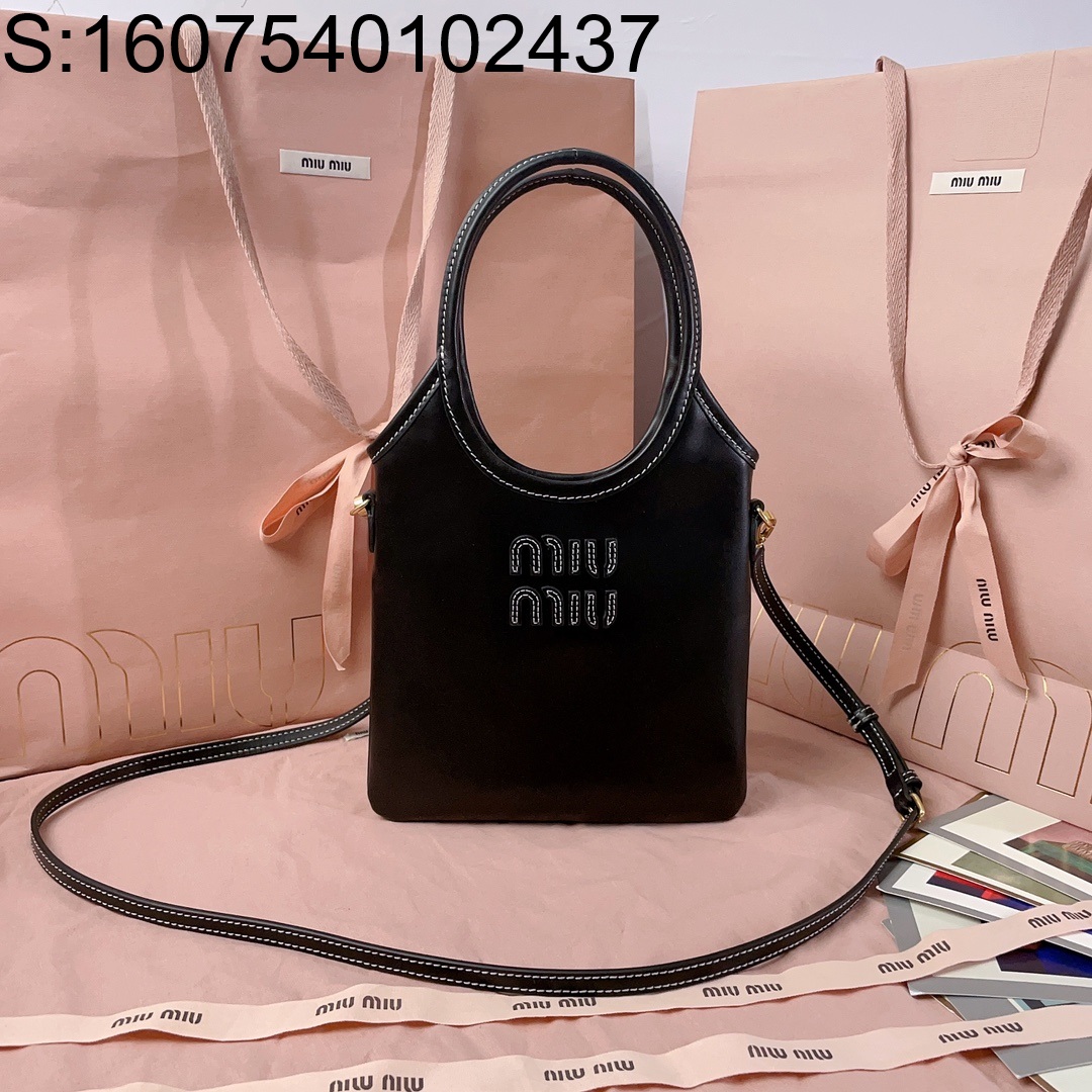 [JHL] 미우미우 아이비 가죽 핸드백 5BA281 20*24cm 블랙
