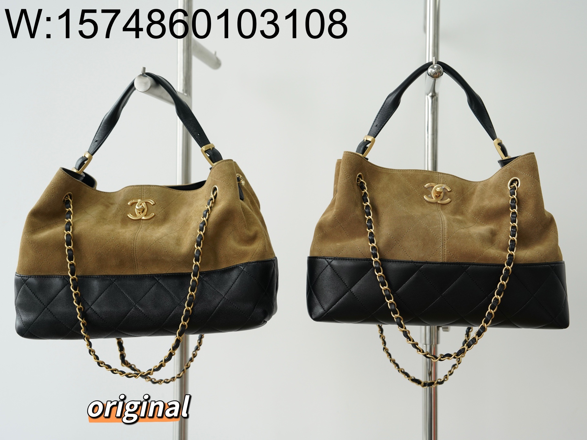 [LP공장] 샤넬 25A 버킷백 체인 골드 메탈 이음 카키 36*24*12cm 스