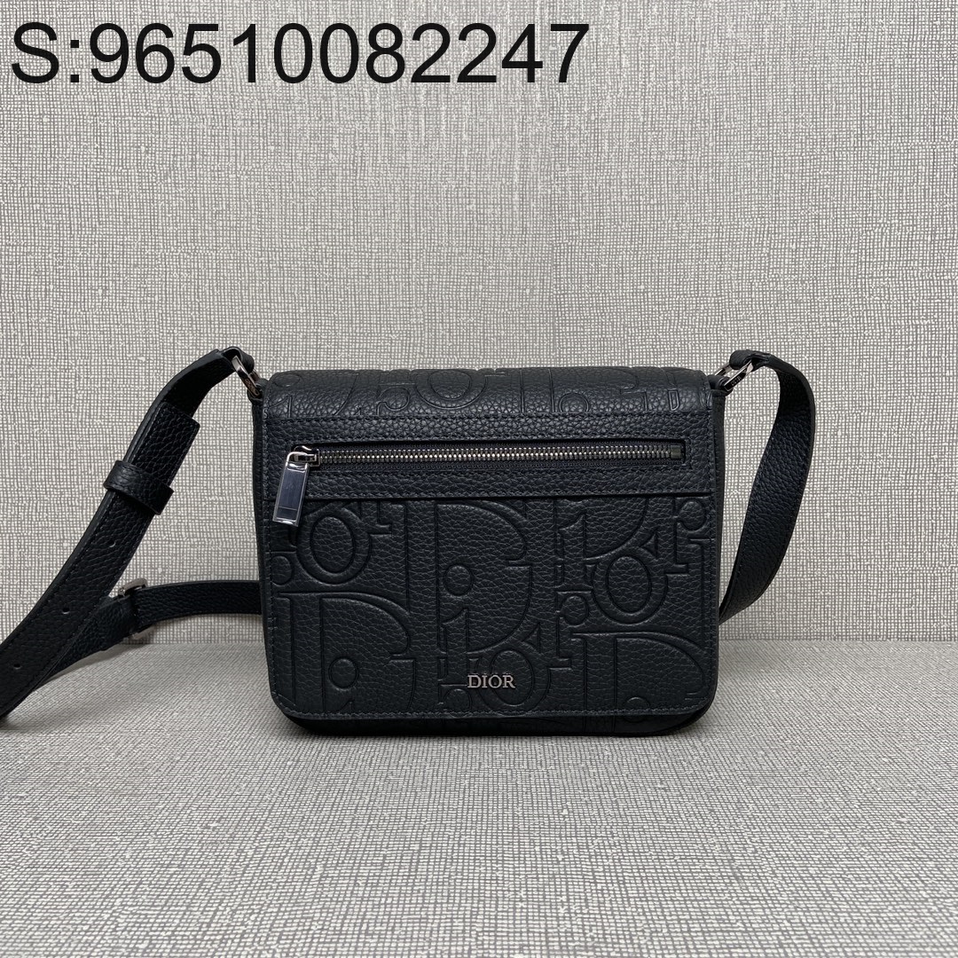 [JHL] 디올 메신저백 플랙 디올 그래비티 레더 그레인드 카프스킨 블랙 21*18*6cm