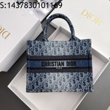 [JHL] 디올 스몰 북 토트백 데님 오블리크 자카드 블루 M1265 26.5*21*14cm