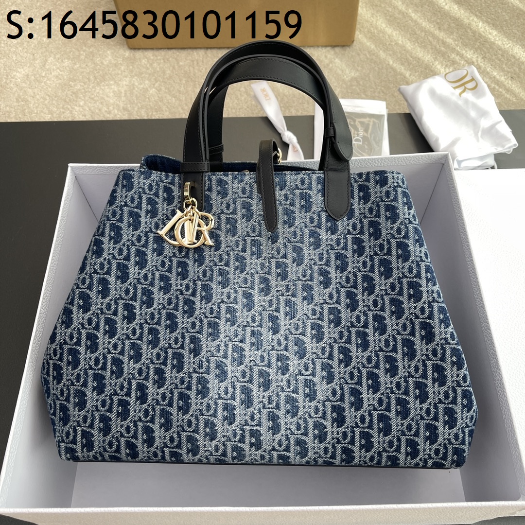 [JHL] 디올 라지 뚜주흐 백 블루 데님 디올 오블리크 자카드 M2820 37*27*19cm