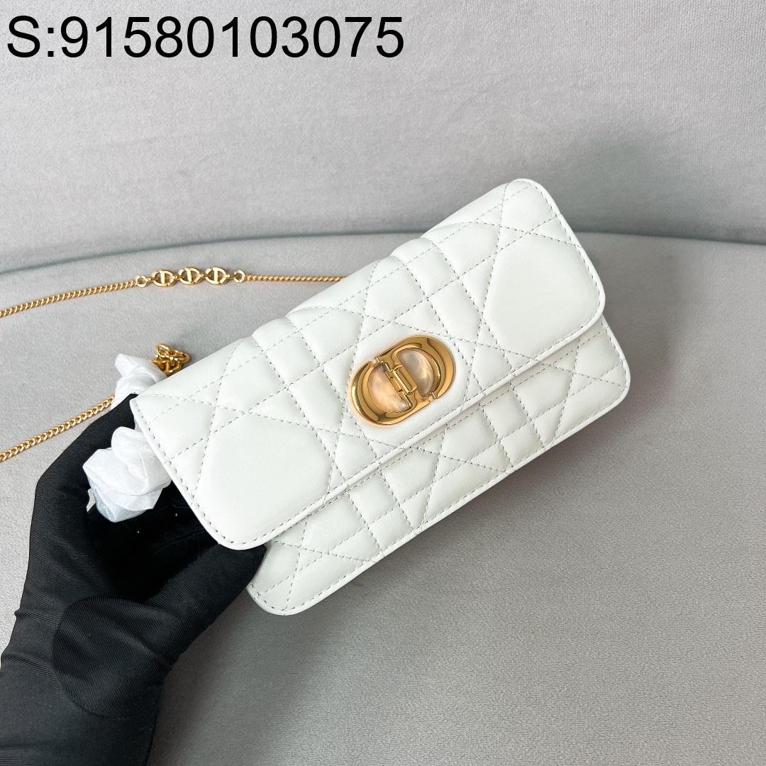 [JHL] 디올 미스 카로 파우치 체인 매크로까나쥬 램스킨 라떼 20*11.5*3.5cm