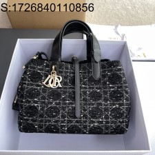 [JHL] 디올 미디엄 뚜주흐 백 트위드 M2821 28.5*21.5*17cm 블랙