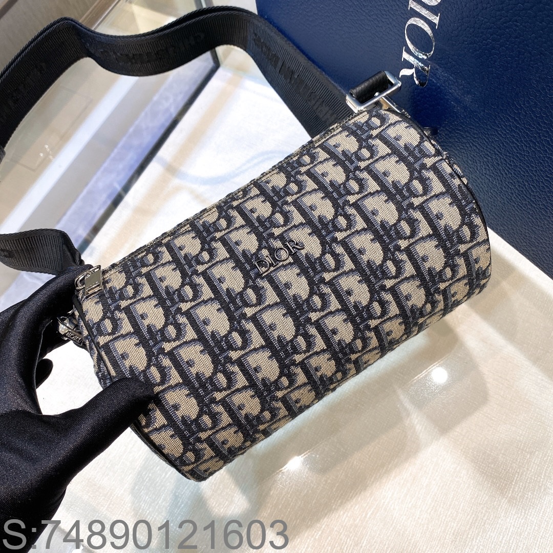 [JHL] 디올 롤러 백 지퍼 오블리크 블루 21*12.5*12.5cm
