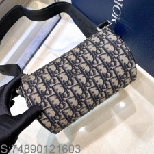 [JHL] 디올 롤러 백 지퍼 오블리크 블루 21*12.5*12.5cm