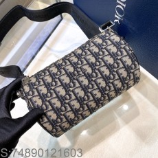 [JHL] 디올 롤러 백 지퍼 오블리크 블루 21*12.5*12.5cm