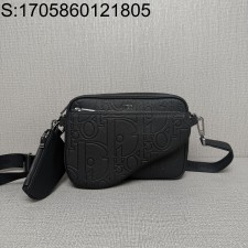 [JHL] 디올 새들 트리플 파우치 디올 오블리크 가죽 블랙 23*16*4cm Dior