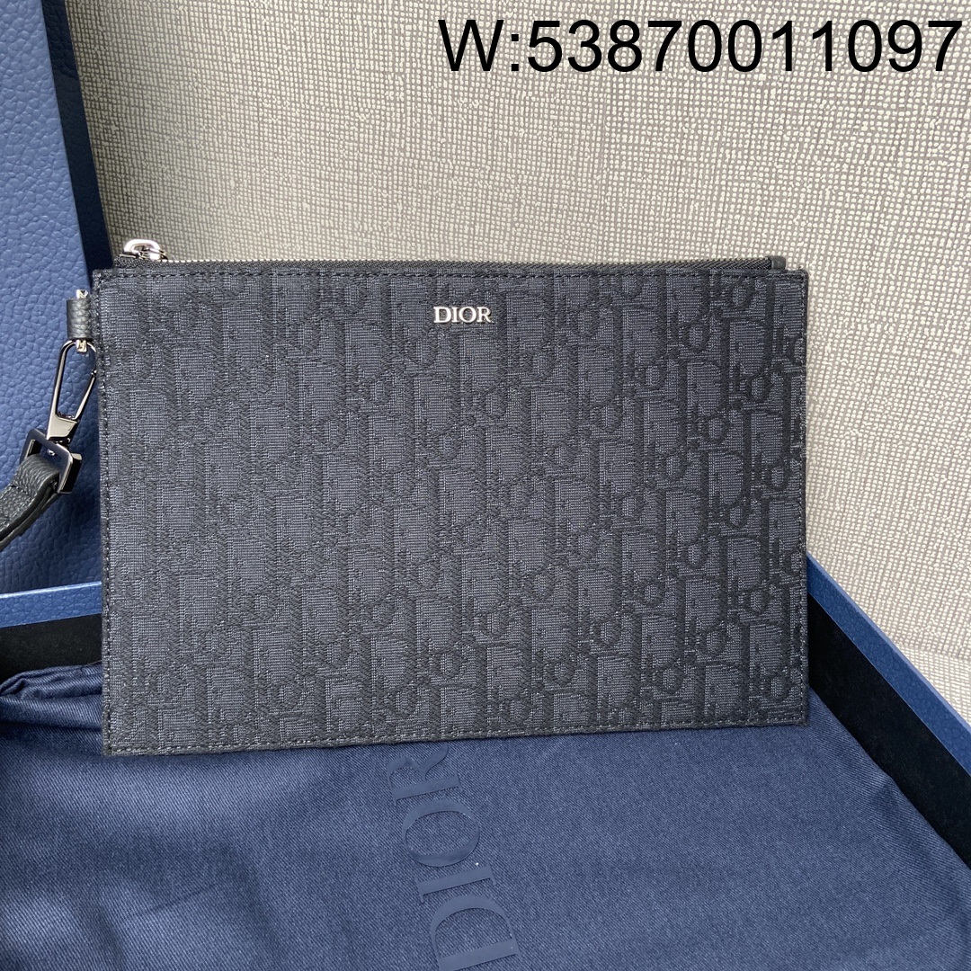 [JHL] 디올 A5 파우치 블랙 디올 오블리크 자카드 26.5*17.5cm 2ESCA338YSE-H03E