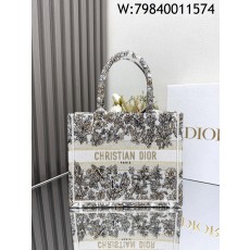 [JHL] 디올 스몰 디올 북 토트 D 플로럴 자수 멀티컬러 26.5*21*14cm 골드