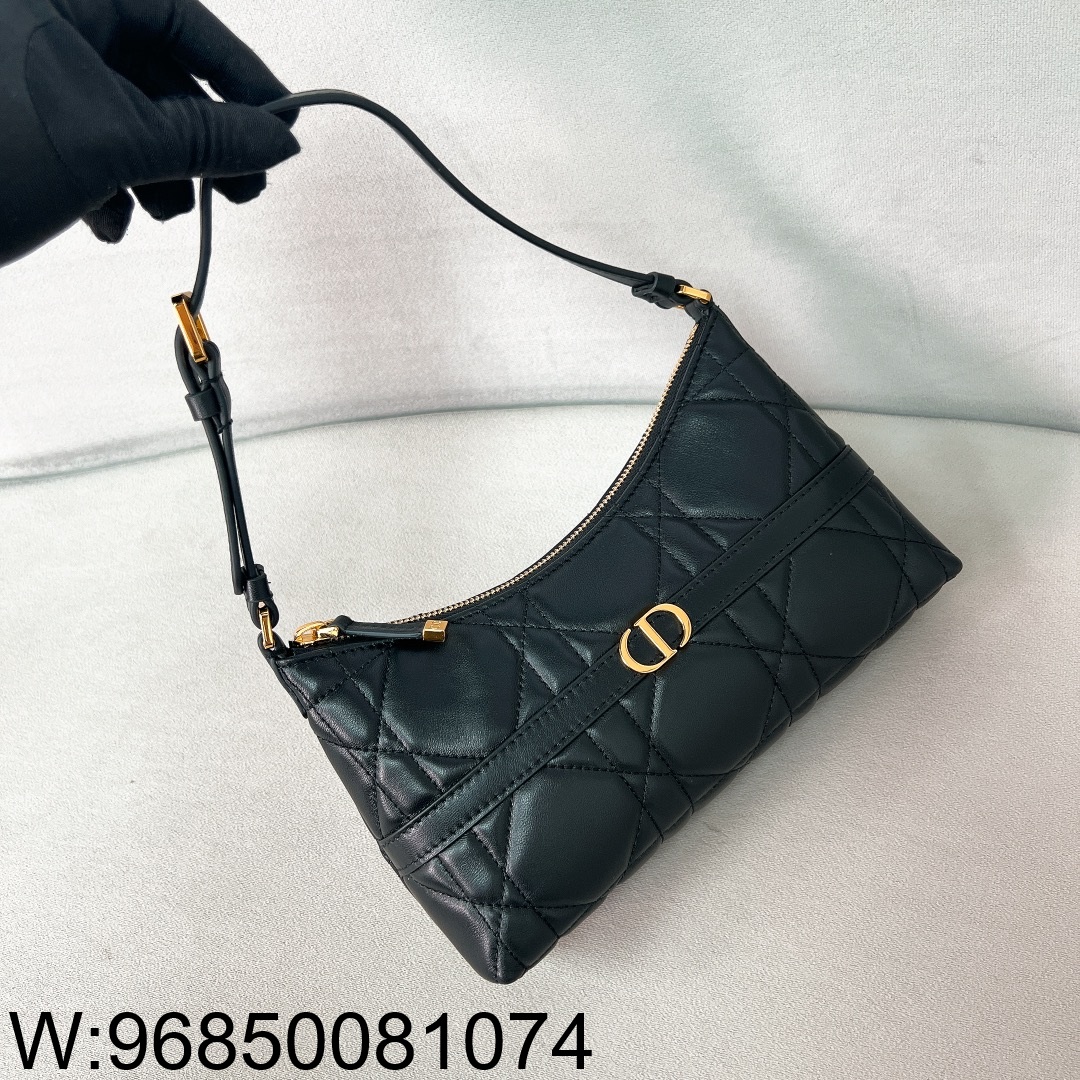 [JHL] 디올 미스 카로 미니 호보 숄더백 매크로까나쥬 쉽스킨 파우더 블랙 24*14*6.5cm