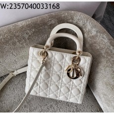 [엔젤] 디올 미디엄 레이디백 까나쥬 24*21*12cm 화이트 금장