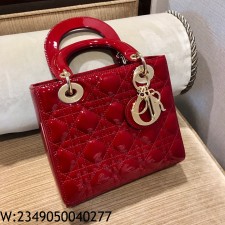 [엔젤] 디올 스몰 레이디백 페이턴트 까나쥬 20*17*8cm 레드 금장