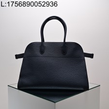 [켄달공장] 더 로우 마고 15 레더 백 블랙 실버 38*28*23cm 리치무늬